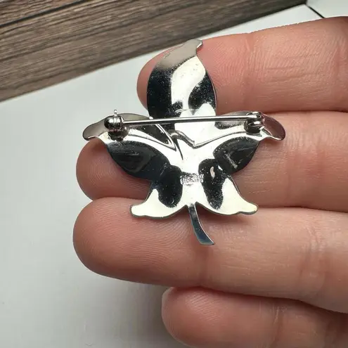 Van Dell Sterling Leaf Autumn Fall Enameled Brooch Pin Silver