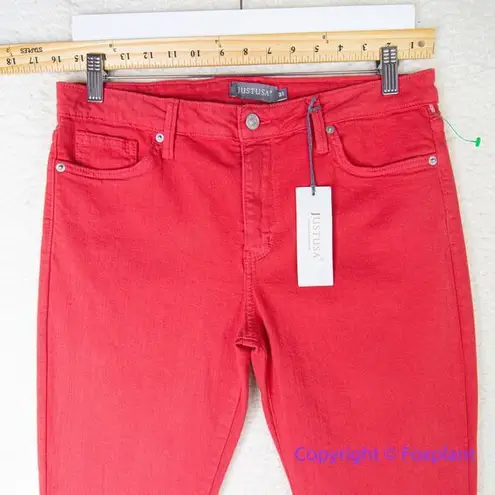 Just USA New! vermiliion red skinny jeans, women size 31