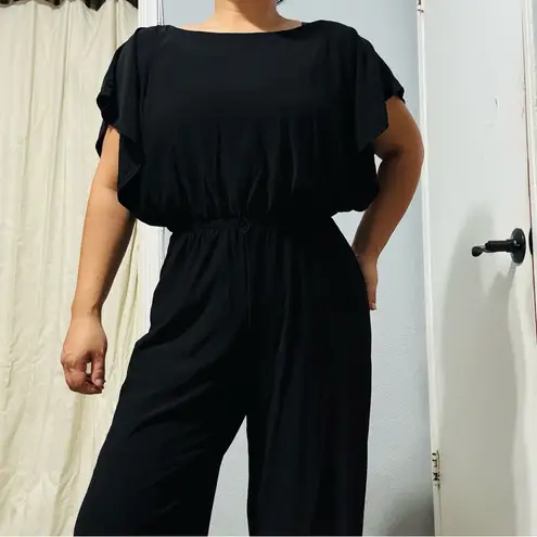 Emma & Michele Women Classic Black Dolman Sleeve Relaxed Fit Jumpsuit Size M