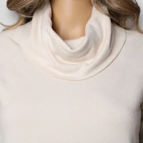 Cyrus Raya by Knits Waffle Cowl Neck Sweater in Pearl Puff Cream Ivory Size S