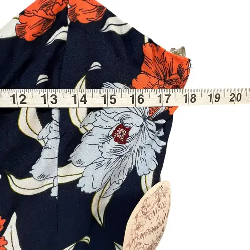 Gypsies & Moondust Jumpsuit XL Navy Blue Floral Lace Up Wide Leg Boho Resort NEW