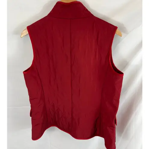 Talbots  Red Quilted Fleece Lined Button Up Vest Size Small