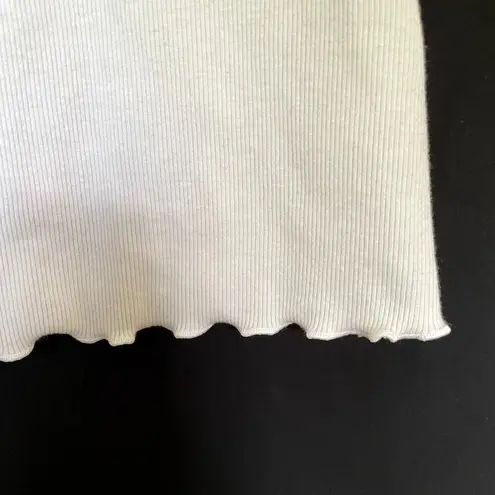 Colsie ribbed white crop top frill lace casual women's size XS summer light
