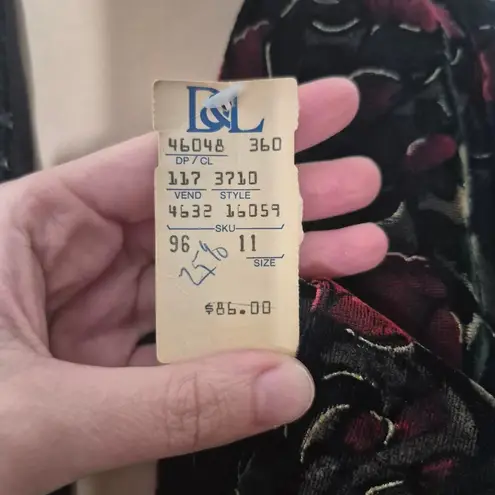 Rampage  Vintage 1990s Deadstock Black & Red Floral Velvet Bolero Jacket Size 11