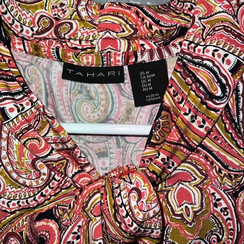 Tahari Paisley Print Sleeveless Top Size M | Draped Twist Neck Career Blouse