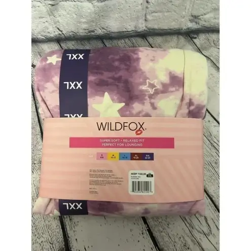 Wildfox  Purple Tie Dye Stars Sweatshirt and Shorts Lounge Set‎ Size Large/XXL
