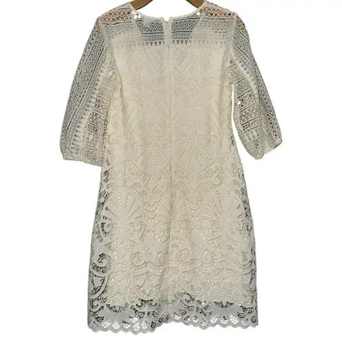Sundance NWT Women’s Size 8 P Cream Ivory Lace V-Neck Bubble Sleeve Dress