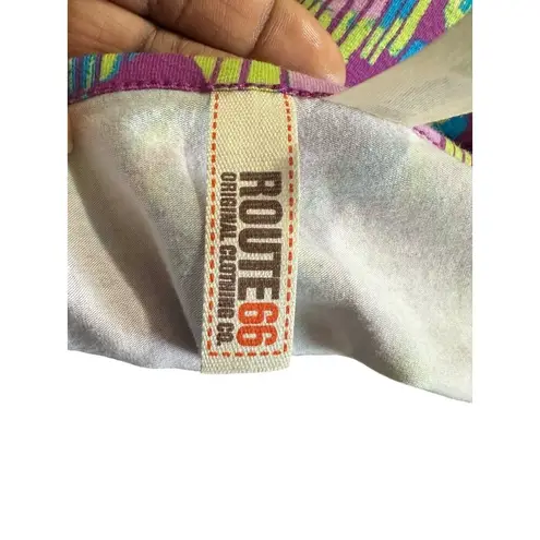 Route 66 Vintage Lace Trim Cami Tank Top Y2K Chevron Print Coquette Sz XS