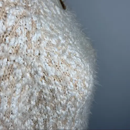Buffalo David Bitton Peach White Knit Fuzzy Mohair Sweater Medium