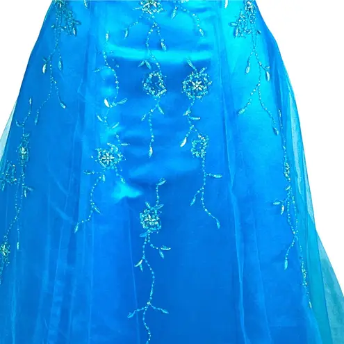 Alyce Designs Blue Sleeveless Ball Gown 4 Beaded Formal Sweet 16 Quinceañera
