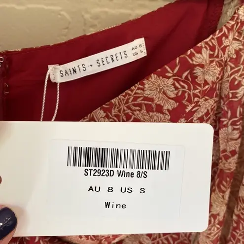 Saints + Secrets romper hello molly floral ruffled shorts tie detail sleeve NEW