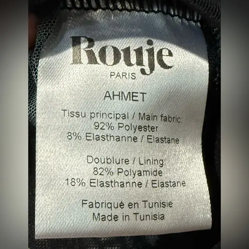 Rare Rouje Paris Ahmet Black Floral Mesh Top Lavender Rose Print Size 38 (US 6) Purple