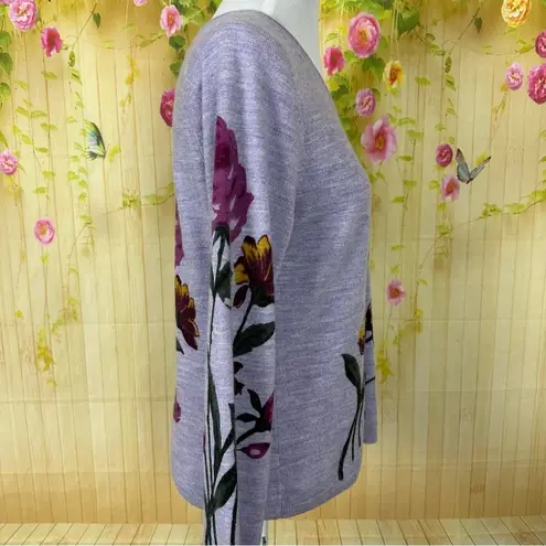 Christopher & Banks  Purple Floral Sweater Size M