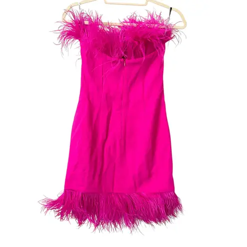 IORANE Feather Sleeveless Mini Dress Hot Pink 38/S