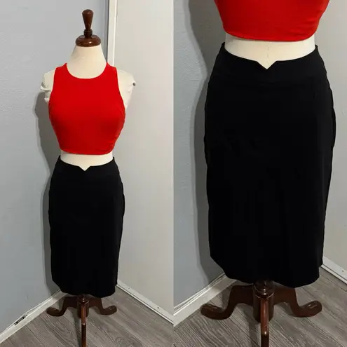 Virtue Women Elegant Black Pencil Stretchy Business Casual Skirt Size 8