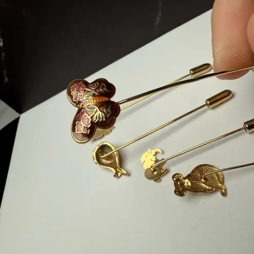 Lapel Stick Pin Gold Tone Lot Of 6 Whale Koala Butterfly Ladybug Elephant