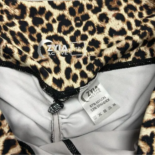 Zyia Active Animal Leopard Print Leggings Scrunch Bootie Hi-Rise Womens Size 12