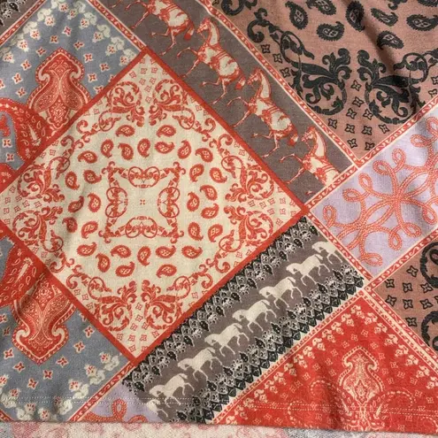 White Birch Women Patchwork Bandanna Horse Print Henley Top Oversized Size Small