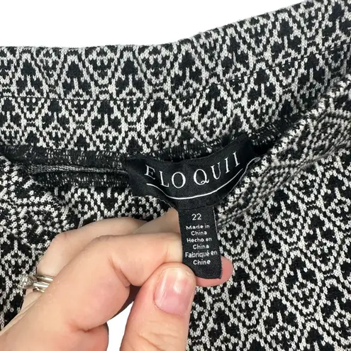 Eloquii B&W Knit Design Wide Leg Pull On Crop Pants Career Pockets Plus Size 22