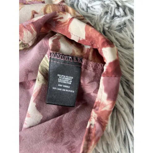 Torrid  Tank Top Size 1 Womens  Mauve Pink Floral Camisole Lace Trim Button