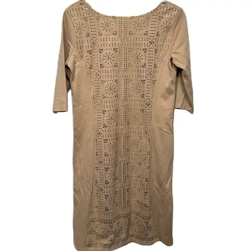Nurture Boho Midi Suede Geometric Modern Pattern Size Medium Dress Tan