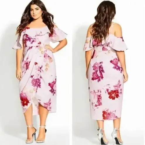 City Chic New! Sakura love maxi floral dress lilac/pink/magenta, plus size 22