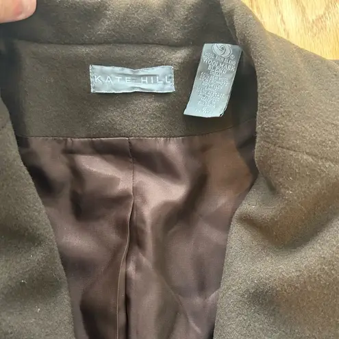 Kate Hill Women’s Size 6 Brown Wool Cashmere Blazer Jacket Career 2 Buttons