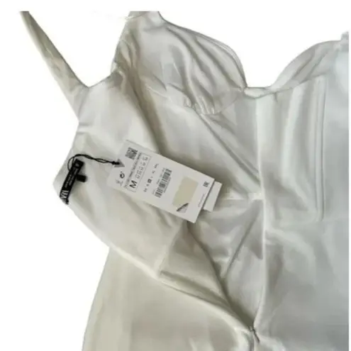 ZARA NWT  White Draped Elasticized Corset Summer Dress Size Medium