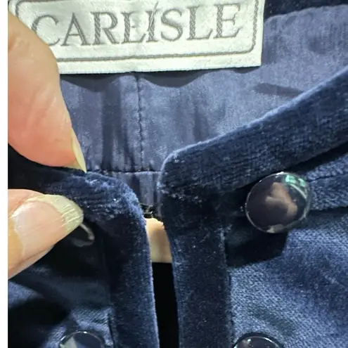 Vintage Blue Velvet Boho Chic Streetwear Fitted Edwardian Puff Sleeve Large