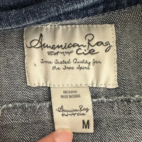 American Rag Cie Classic Blue Denim Cropped Jean Jacket Women Medium Distressed Size undefined