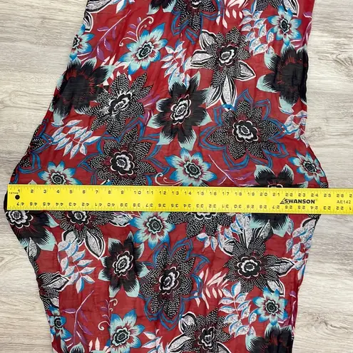 Red, Blue, White Floral Scarf One Size Blue