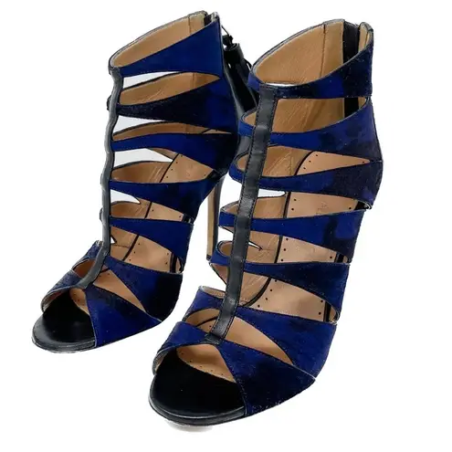 Alexa Wagner Heidi Pony Hair Cage Tassel Zip Stiletto Booties Sandals 37 / US 7 Size 6