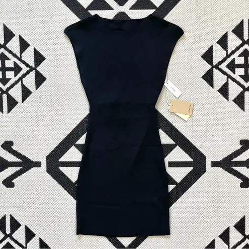 Wilfred Free Cut Out Ribbed Knit Sweater Mini Dress in Black Medium