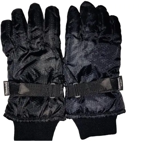 None Thinsulate medium black gloves; Velcro closure