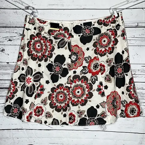 Lane Bryant  NWT Size 28 Cream - Brown & Red Floral Print A-Line Skirt