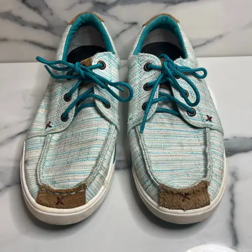 Twisted X Women's Teal Stripe Canvas Casual Hooey Loper Sneakers Shoes Sz 7