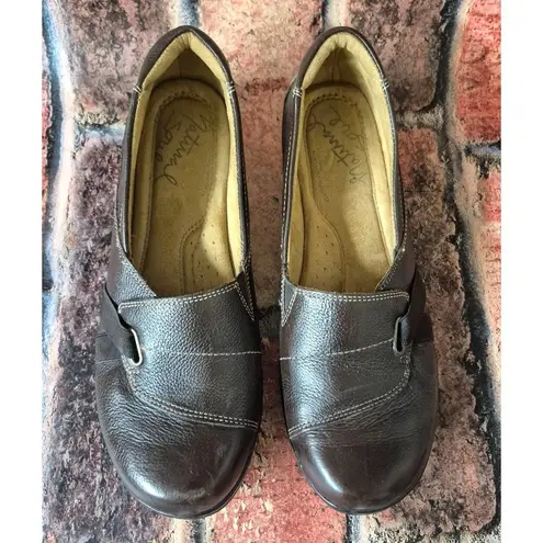 Natural Soul Shoes Womens 9.5W Llena Slip On Loafer Brown Leather Casual Comfort