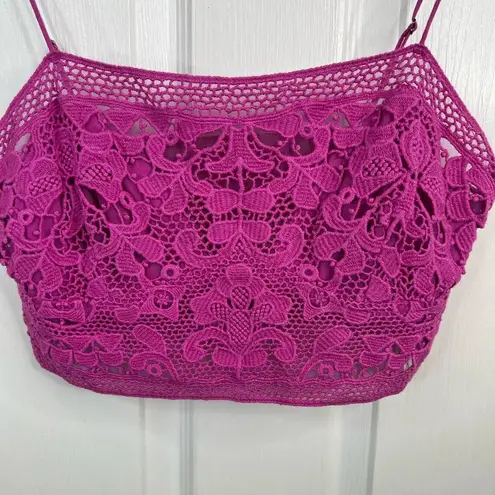 Free People  FP One Lyra Bralette Size L Purple Crochet Embroidered Women's