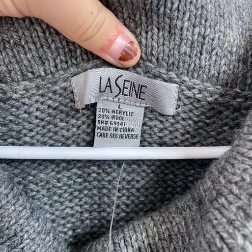 NEW La Seine women's gray cowl neck loose relaxed wool blend knit sweater large