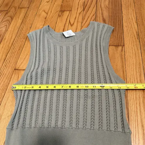 Varley Florian Knit Rib Jersey Perforated Dress in Seagrass Green Size Large