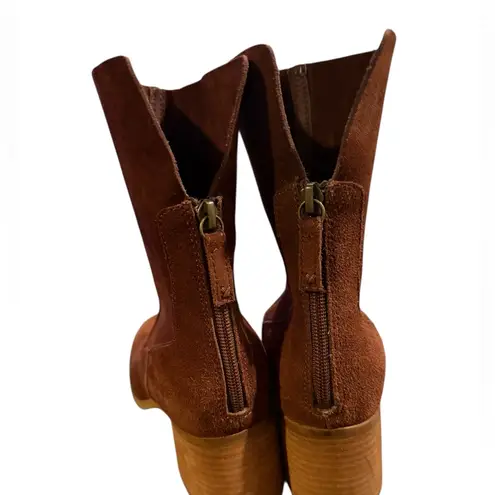 Kelsi Dagger 8.5 wide island suede chic block heel Ankle Bootie winter round toe