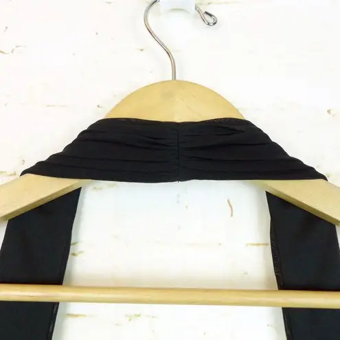 Tadashi Shoji Vintage Tadashi Blouse Womens M Black Sheer Pleated Off Shoulder Halter Goth Y2K