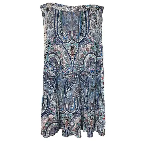 Tahari NWT  Tiered Blue Paisley Lightweight Maxi Skirt, Large