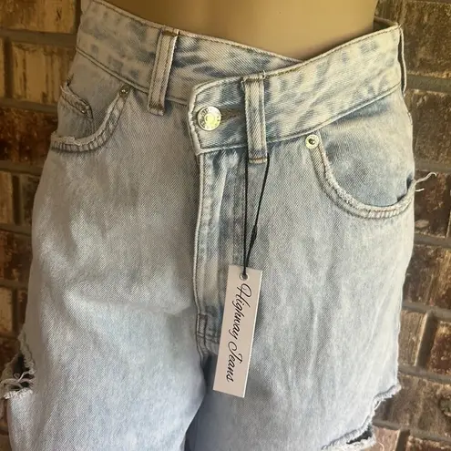 Highway Jeans Factory Distressed Ripped Light Blue Wide Leg Denim Size 3 NWT