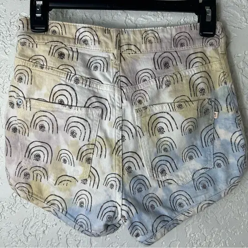 Anthropologie PILCRO Hannah Leathers Rainbow Ultra HighRise Denim Shorts Size 25 Blue