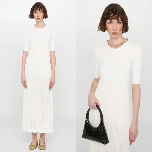Marella Norcia White Ribbed Knit Maxi Jumper Dress Size M