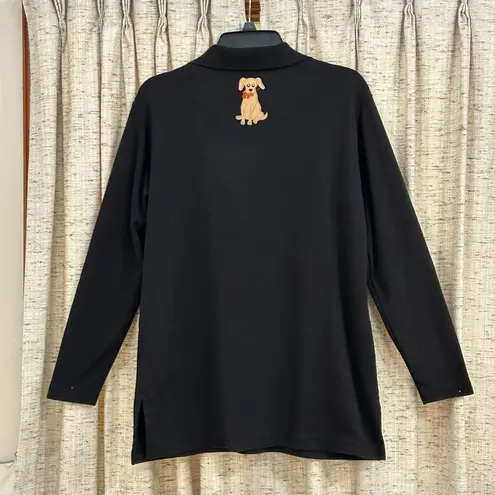 Bechamel Vintage Dog Applique Long Sleeve Polo Black Size M