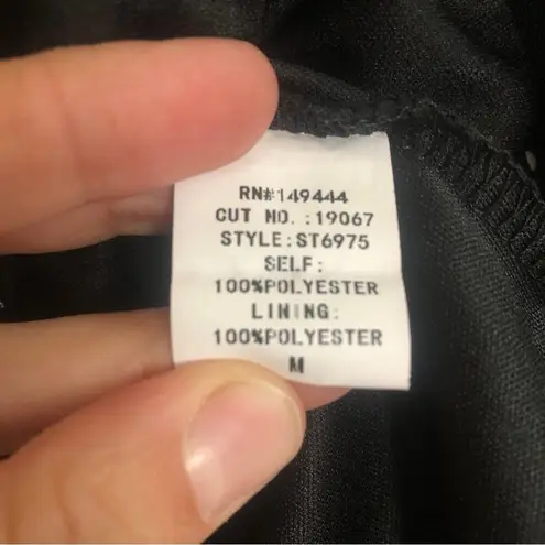 Ember Black and White Polka Dot Corset Waist 3/4 Bell Sleeve Peplum Blouse Top Size M