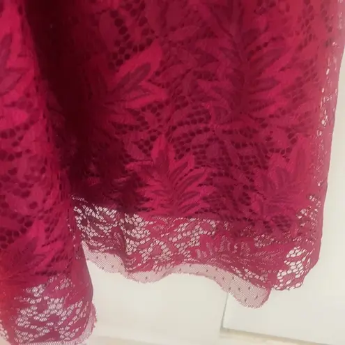 Ultra Pink Cottage Core fall leaf dress in cranberry size Small