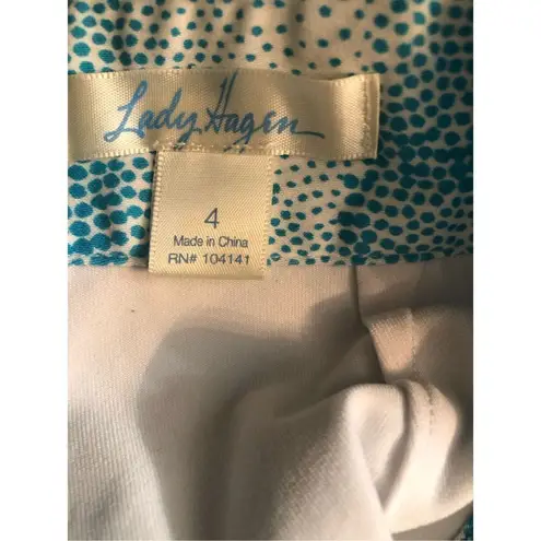 Lady Hagen  Size 4 Golf Skirt Skort Turquoise Blue Dot Square Cotton EUC